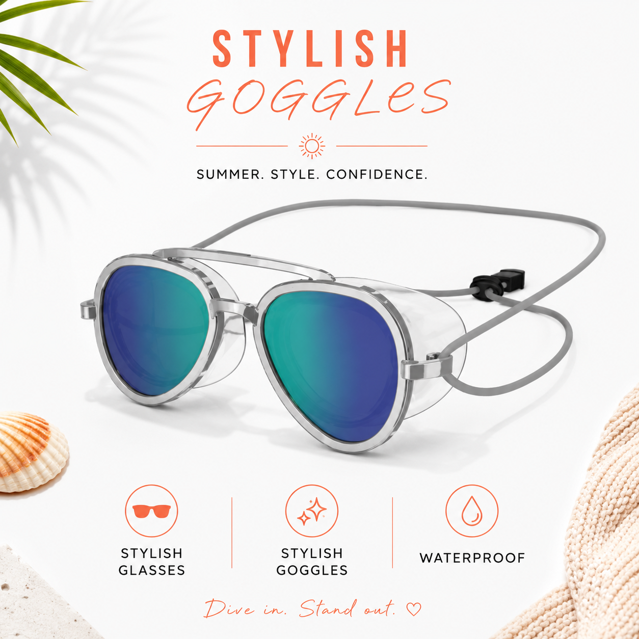HydroShade Leak Proof Full-View Swim Goggles Adjustable Silicone Unisex Design Professional Swimming Goggles